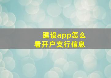 建设app怎么看开户支行信息