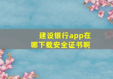 建设银行app在哪下载安全证书啊