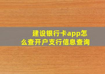 建设银行卡app怎么查开户支行信息查询