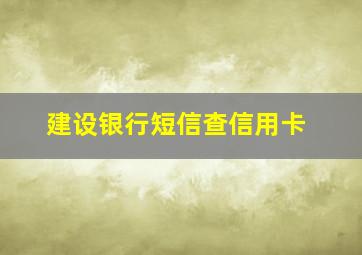 建设银行短信查信用卡