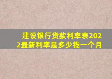 建设银行货款利率表2022最新利率是多少钱一个月