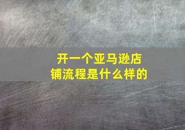 开一个亚马逊店铺流程是什么样的