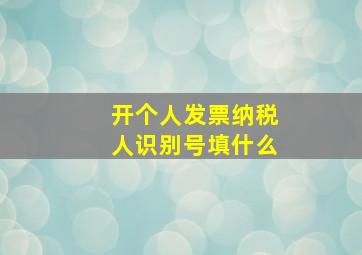 开个人发票纳税人识别号填什么