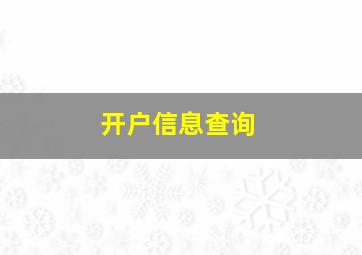 开户信息查询