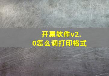 开票软件v2.0怎么调打印格式