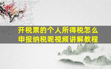 开税票的个人所得税怎么申报纳税呢视频讲解教程