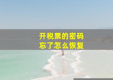 开税票的密码忘了怎么恢复