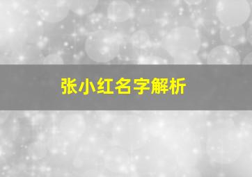 张小红名字解析