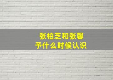 张柏芝和张馨予什么时候认识