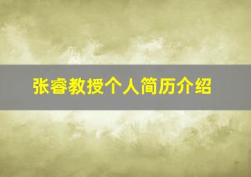 张睿教授个人简历介绍