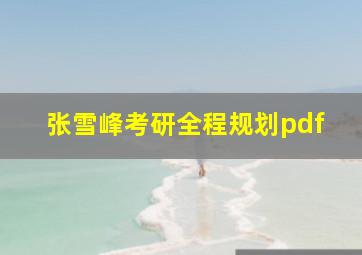 张雪峰考研全程规划pdf