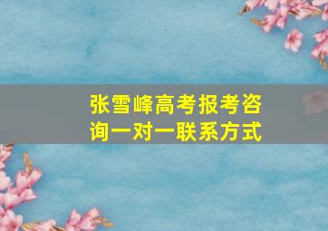 张雪峰高考报考咨询一对一联系方式