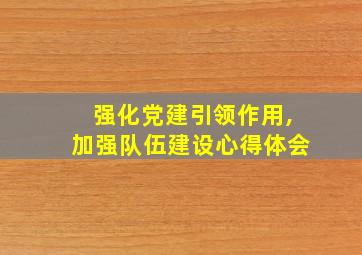 强化党建引领作用,加强队伍建设心得体会