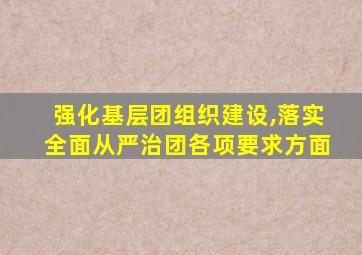 强化基层团组织建设,落实全面从严治团各项要求方面