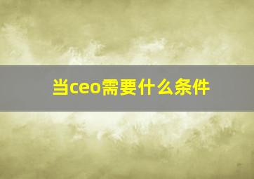 当ceo需要什么条件