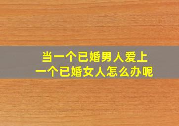 当一个已婚男人爱上一个已婚女人怎么办呢