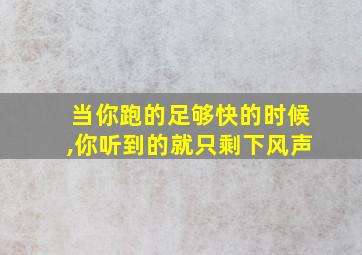 当你跑的足够快的时候,你听到的就只剩下风声