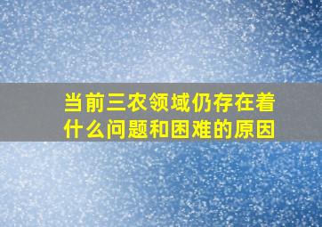 当前三农领域仍存在着什么问题和困难的原因