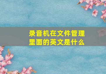 录音机在文件管理里面的英文是什么