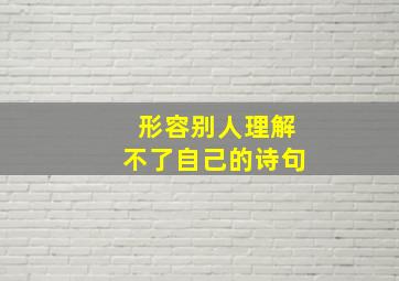 形容别人理解不了自己的诗句