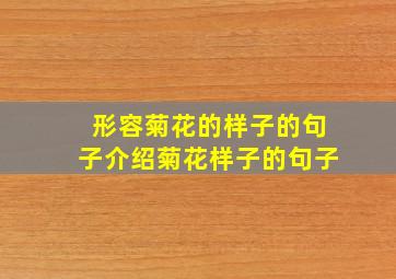 形容菊花的样子的句子介绍菊花样子的句子