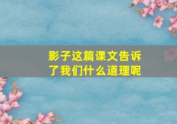 影子这篇课文告诉了我们什么道理呢