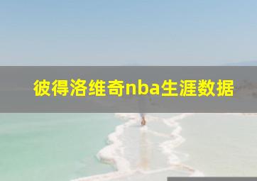 彼得洛维奇nba生涯数据