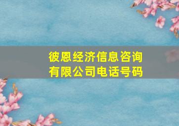 彼恩经济信息咨询有限公司电话号码