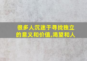 很多人沉迷于寻找独立的意义和价值,渴望和人