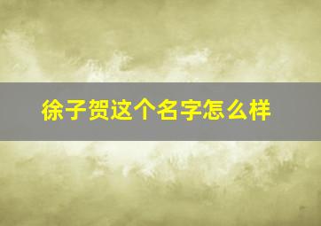 徐子贺这个名字怎么样