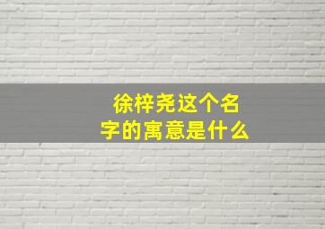 徐梓尧这个名字的寓意是什么