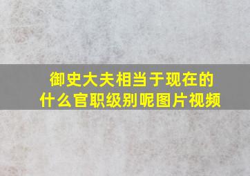 御史大夫相当于现在的什么官职级别呢图片视频