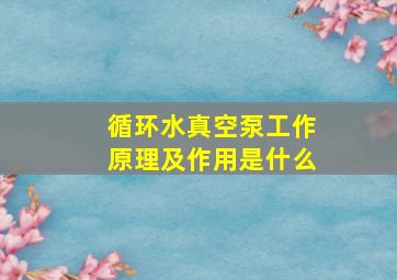 循环水真空泵工作原理及作用是什么