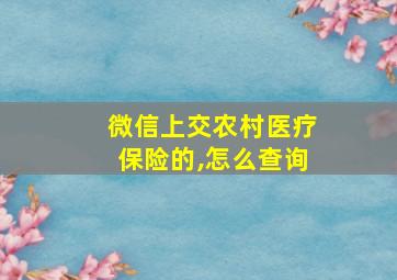 微信上交农村医疗保险的,怎么查询