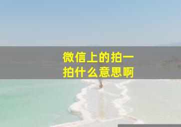 微信上的拍一拍什么意思啊