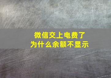 微信交上电费了为什么余额不显示