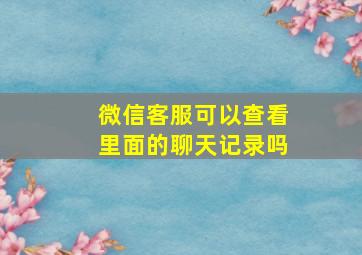 微信客服可以查看里面的聊天记录吗