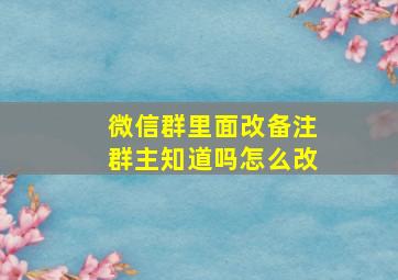 微信群里面改备注群主知道吗怎么改