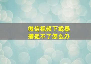 微信视频下载器捕捉不了怎么办