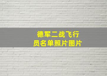 德军二战飞行员名单照片图片