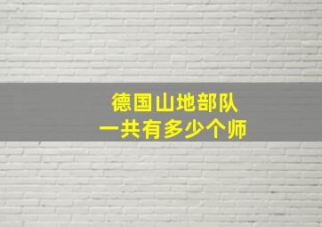 德国山地部队一共有多少个师