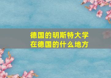 德国的明斯特大学在德国的什么地方