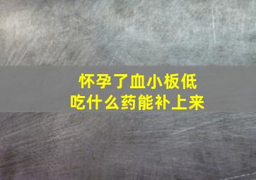 怀孕了血小板低吃什么药能补上来