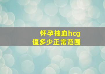 怀孕抽血hcg值多少正常范围