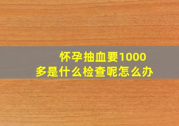 怀孕抽血要1000多是什么检查呢怎么办