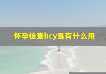 怀孕检查hcy是有什么用