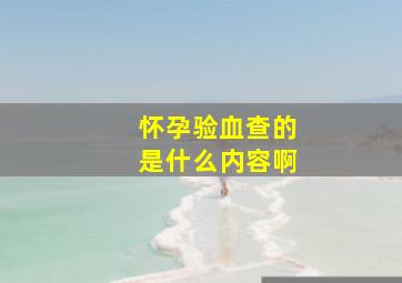 怀孕验血查的是什么内容啊