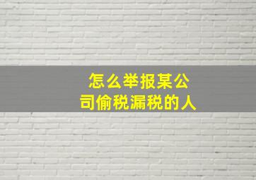 怎么举报某公司偷税漏税的人