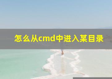 怎么从cmd中进入某目录