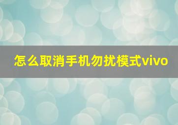 怎么取消手机勿扰模式vivo